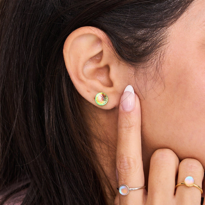 Arc-en-ciel blanc | Argent sterling .925 | Boucles d'oreilles tige Prisma