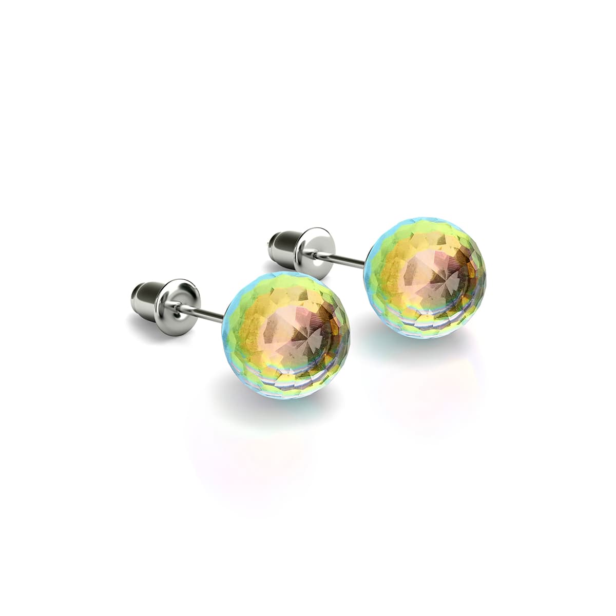 Arc-en-ciel blanc | Argent sterling .925 | Boucles d'oreilles tige Prisma