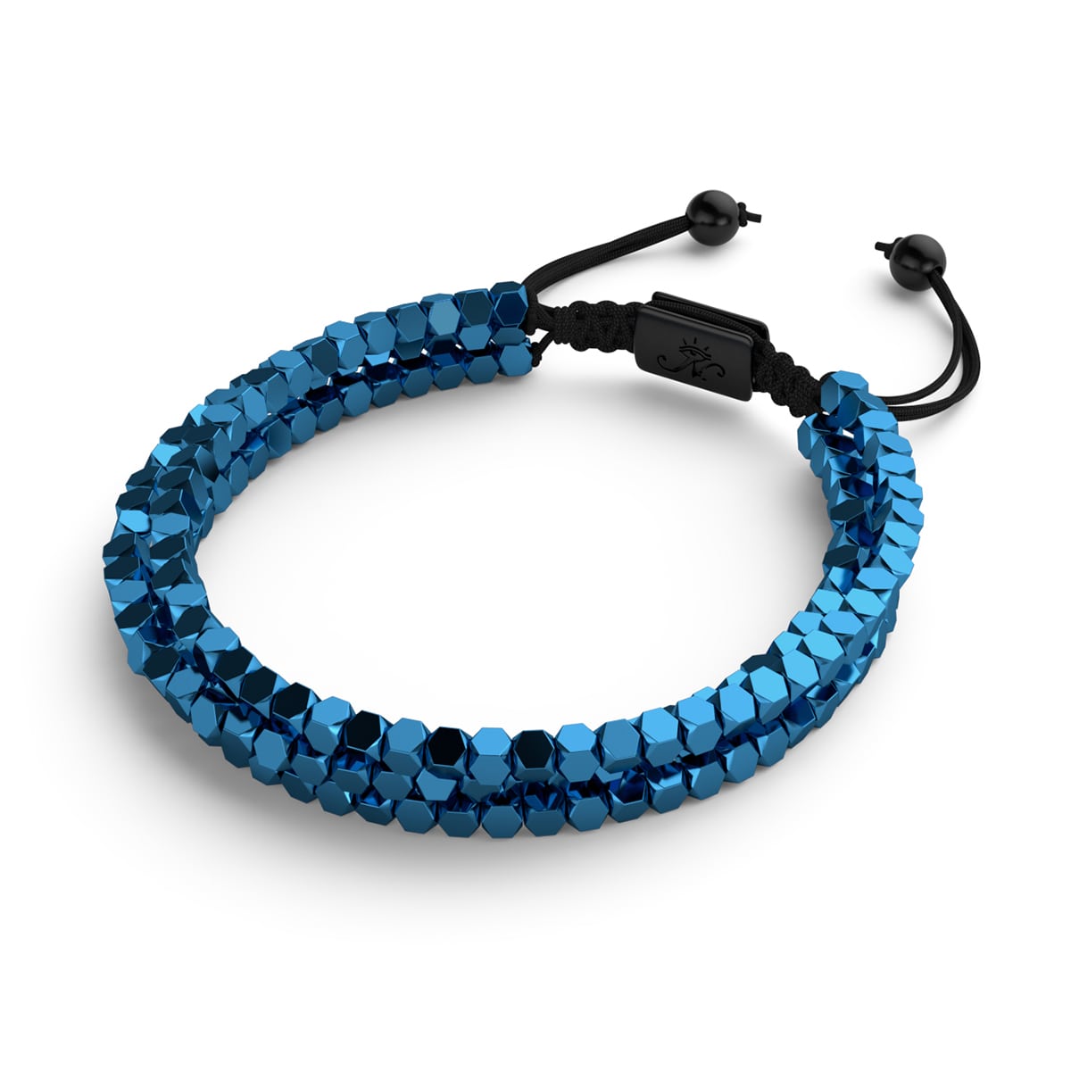 Mini Sacred Geom | Blue Hematite x Gunmetal | Triple Strand Bracelet