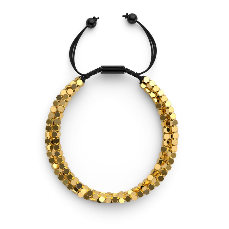 Mini Géome Sacrée | Hématite dorée x Gunmetal | Bracelet Triple Rang