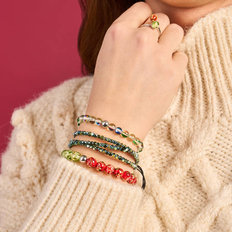 Mini Géome Sacrée | Seafoam Hématite x Gunmetal | Bracelet Triple Rang