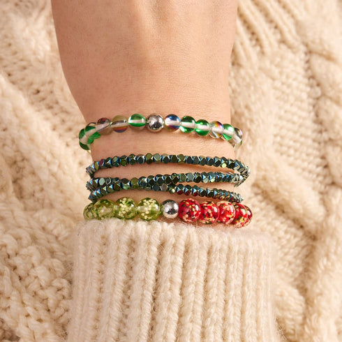 Mini Géome Sacrée | Seafoam Hématite x Gunmetal | Bracelet Triple Rang