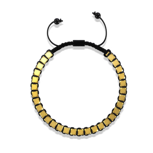 Géome sacrée | Hématite d'or | Bronze à canon | Bracelet octaèdre