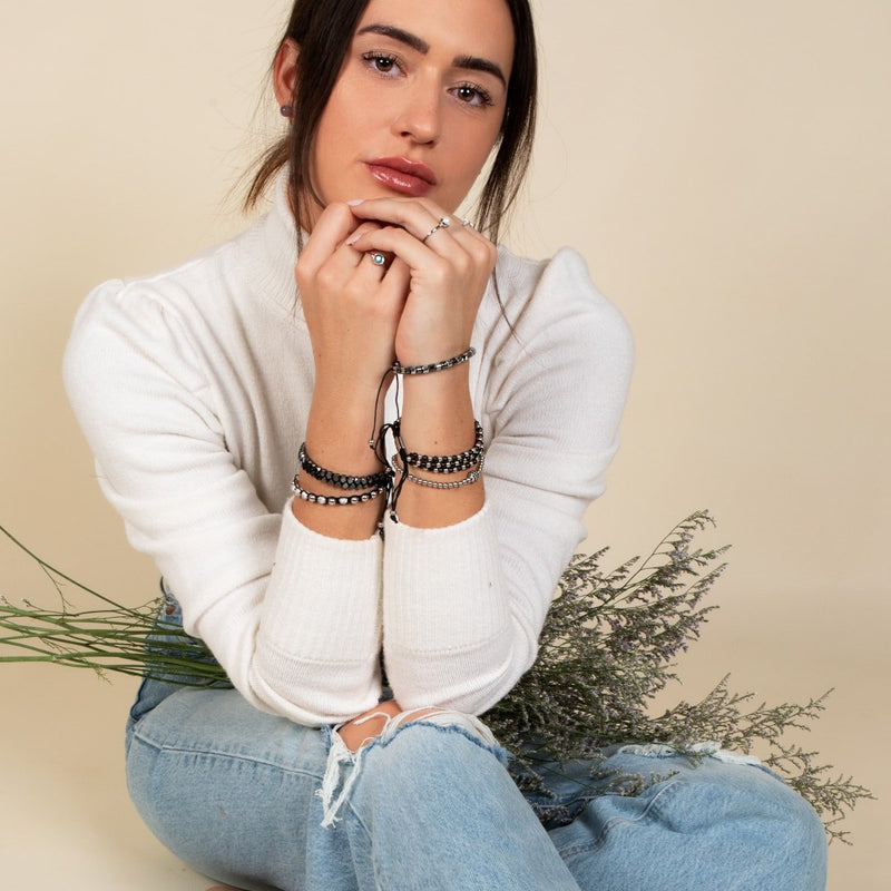 Sacred Geom | Hematite | Gunmetal | Octahedron Bracelet