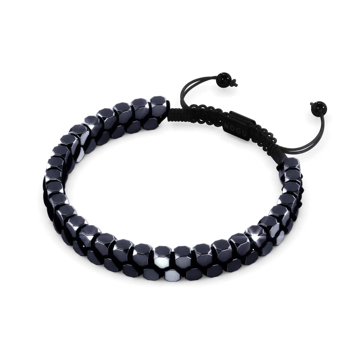 Géome sacrée | Hématite | Bronze à canon | Bracelet octaèdre