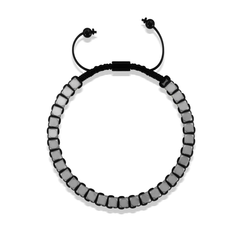 Géome sacrée | Hématite Mat | Bronze à canon | Bracelet octaèdre