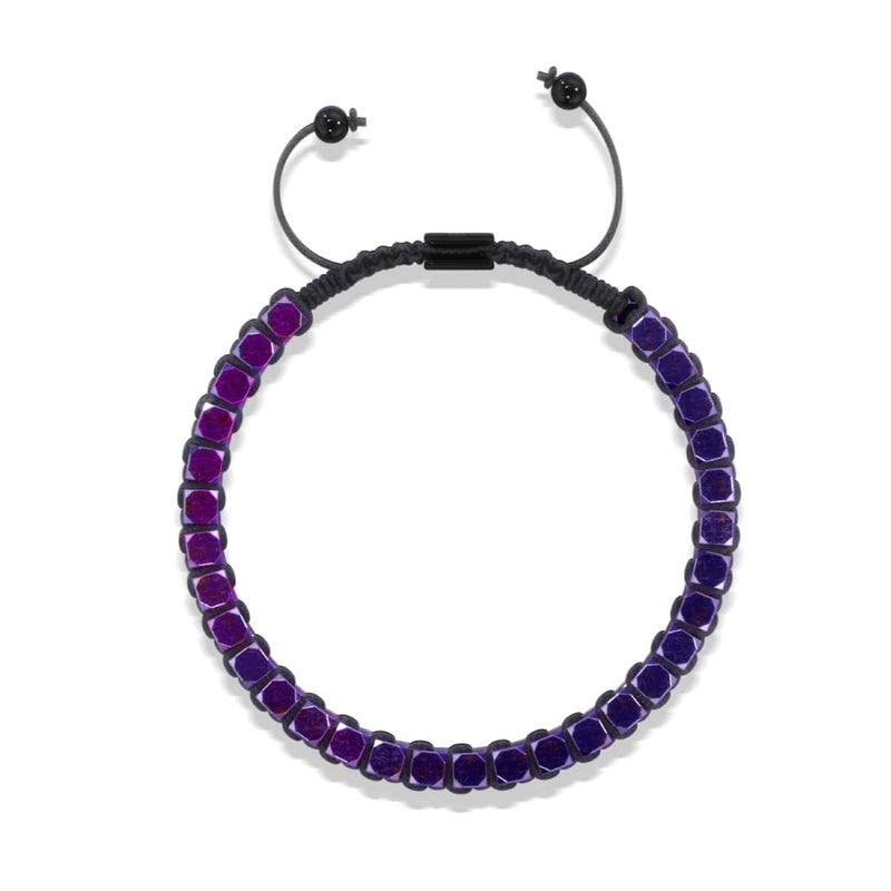 Géome sacrée | Hématite violette | Bronze à canon | Bracelet octaèdre