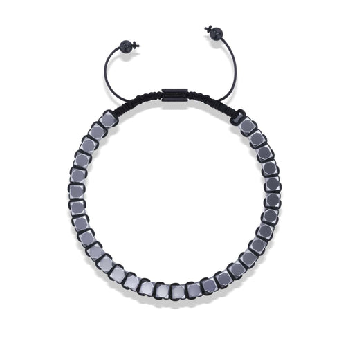 Géome sacrée | Hématite d'argent | Bronze à canon | Bracelet octaèdre