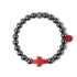 Gunmetal and Red Enamel | Santa Cross Bracelet
