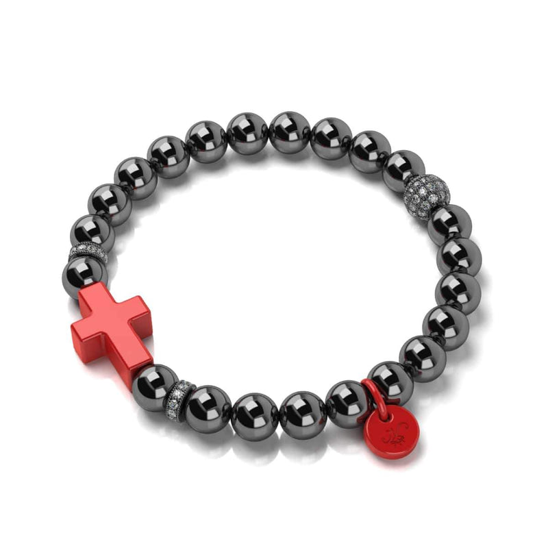 Bronze à canon et émail rouge | Bracelet Croix du Père Noël