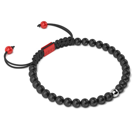 Diffuseur de pierres de lave | Argent sterling .925 et émail rouge | Bracelet Père Noël en macramé