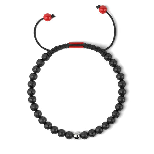 Diffuseur de pierres de lave | Argent sterling .925 et émail rouge | Bracelet Père Noël en macramé