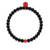 Matte Black Agate | Silver and Red Enamel | Santa Charm Bracelet