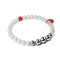 Agate blanche mate | Argent et émail rouge | Bracelet Père Noël