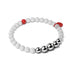 Agate blanche mate | Argent et émail rouge | Bracelet Père Noël