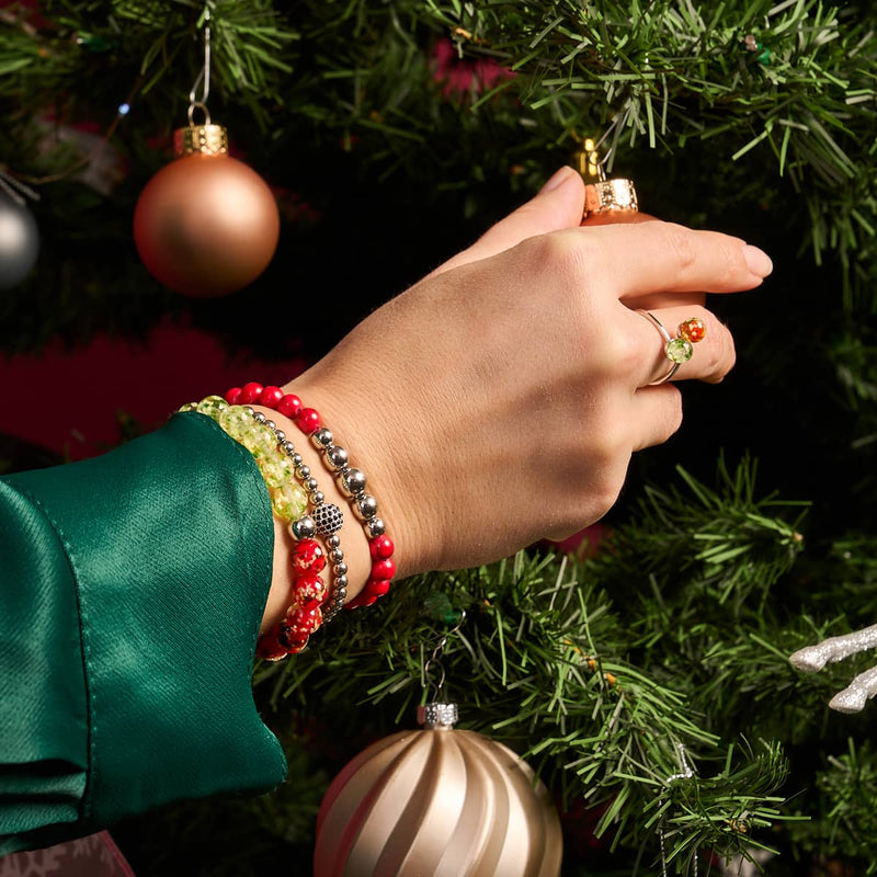 Rouge Turquoise | Argent et émail rouge | Bracelet à breloques Père Noël