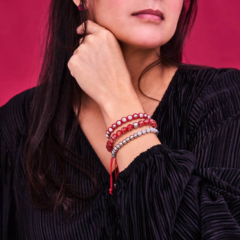 Argent et émail rouge | Gala de cristal | Bracelet Père Noël