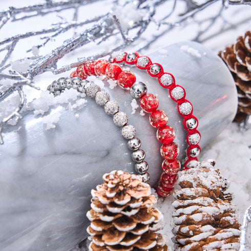 Silver and Red Enamel | Crystal Gala | Santa Bracelet