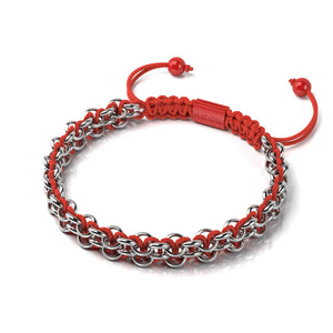 Argent et émail rouge | Liens Kismet | Bracelet Père Noël en macramé