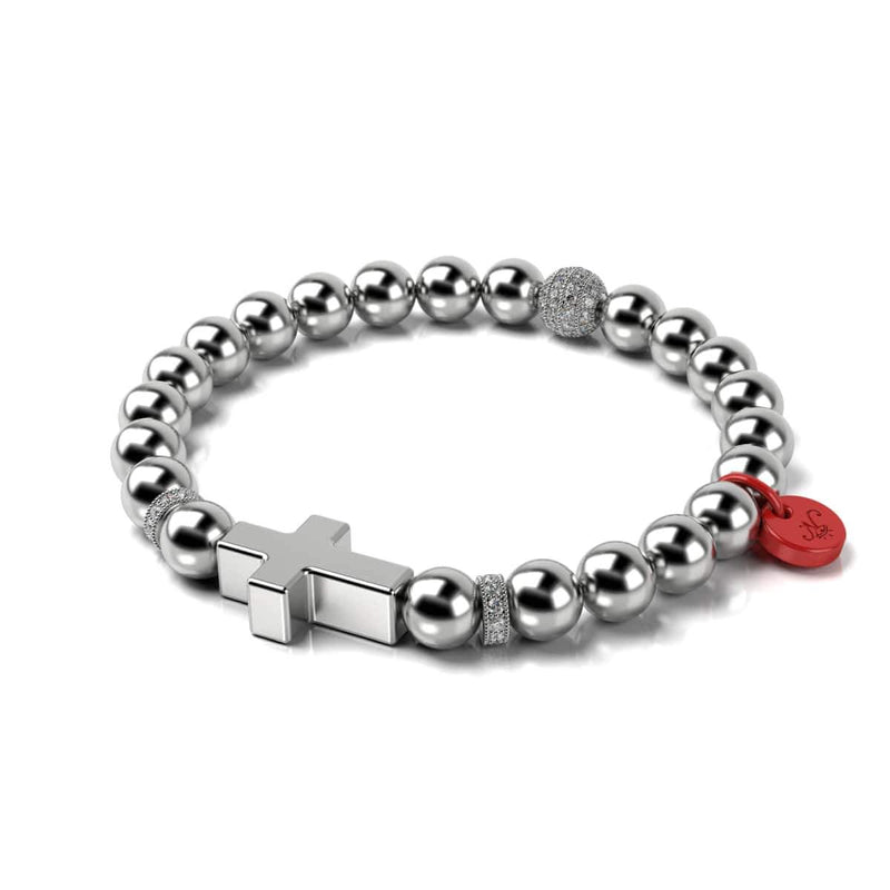 Silver and Red Enamel | Santa Cross Bracelet