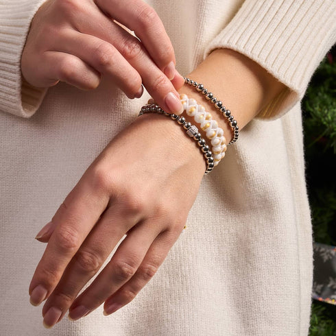 White Crystal Pave | Santa Charm Bracelet