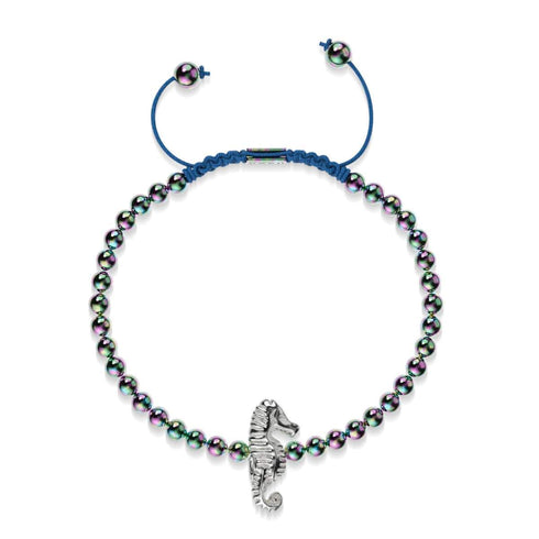 Reef | Unicorn Silver | Seahorse Macrame Charmballa Bracelet