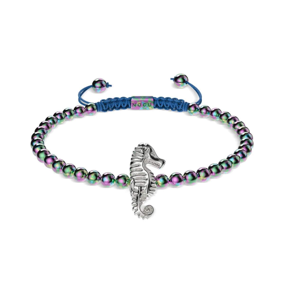 Récif | Licorne Argent | Bracelet Charmballa Macramé Hippocampe