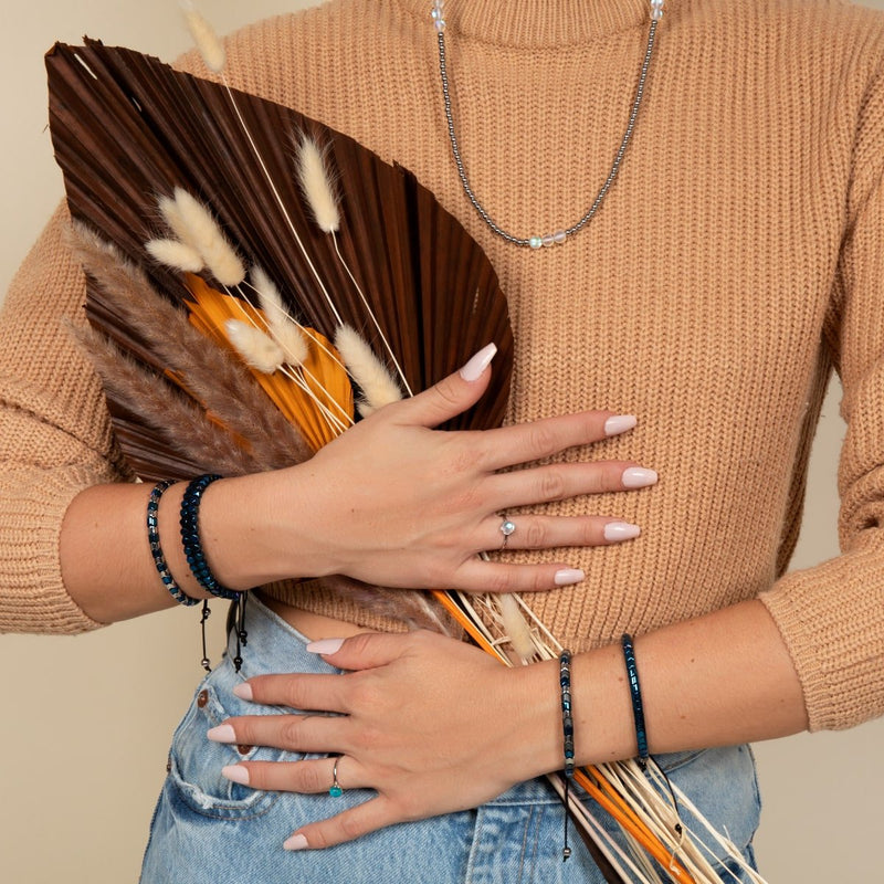 Serpentin | Hématite bleue x Gunmetal | Bracelet Vague