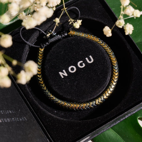 Serpentin | Bronze Hématite x Argent | Bracelet Double Vague