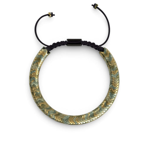 Serpentin | Bronze Hématite x Argent | Bracelet Double Vague