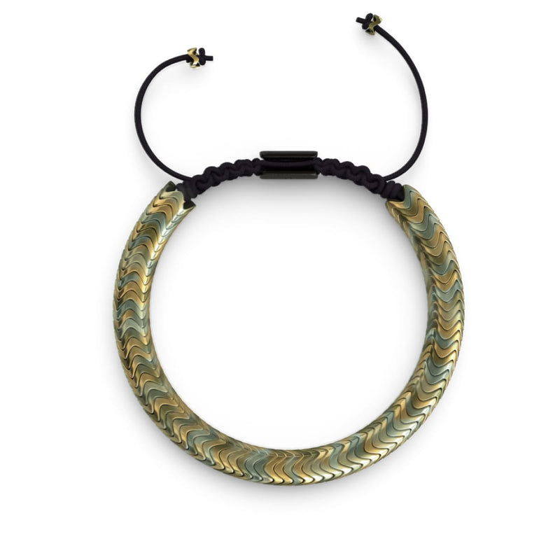 Serpentine | Bronze Hematite x Silver | Double Wave Bracelet