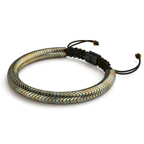 Serpentin | Bronze Hématite x Argent | Bracelet Double Vague