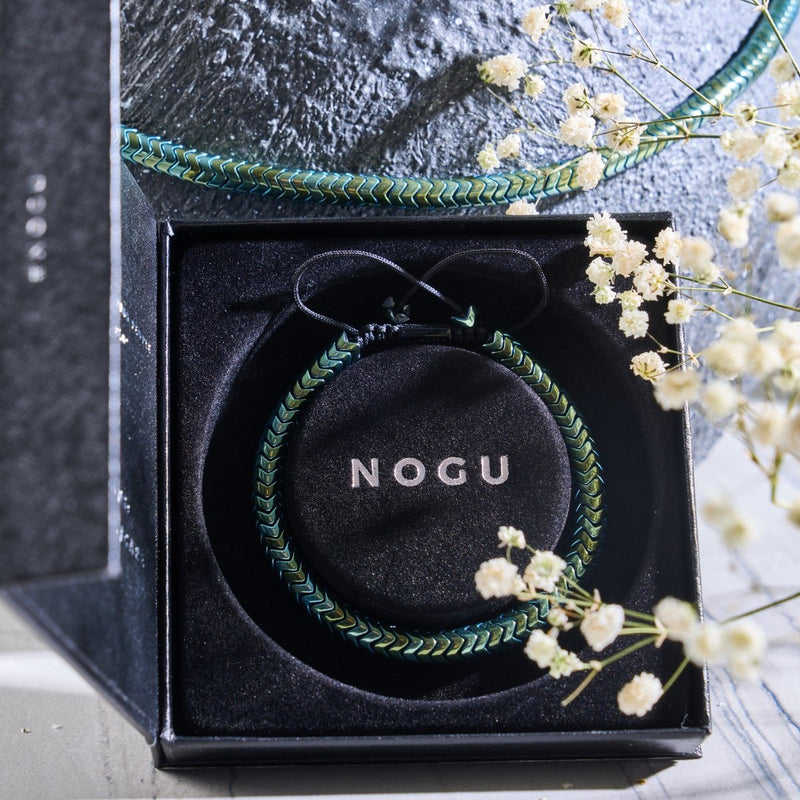 Serpentin | Émeraude Hématite x Argent | Bracelet Double Vague