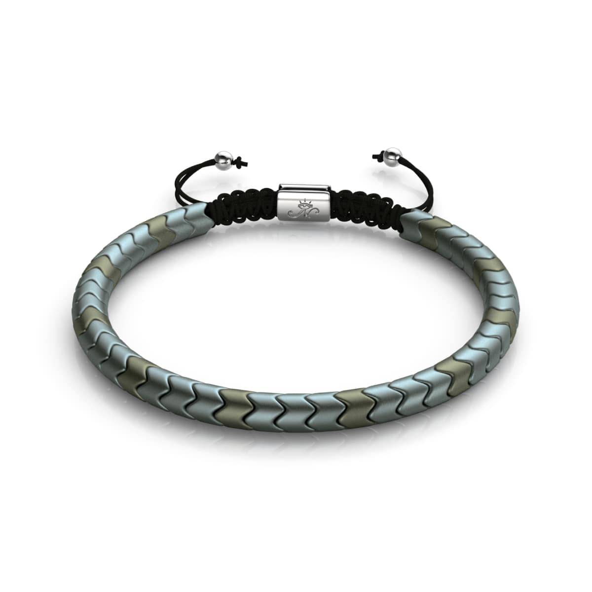 Serpentin | Mat Seafoam Hématite x Argent | Bracelet Vague