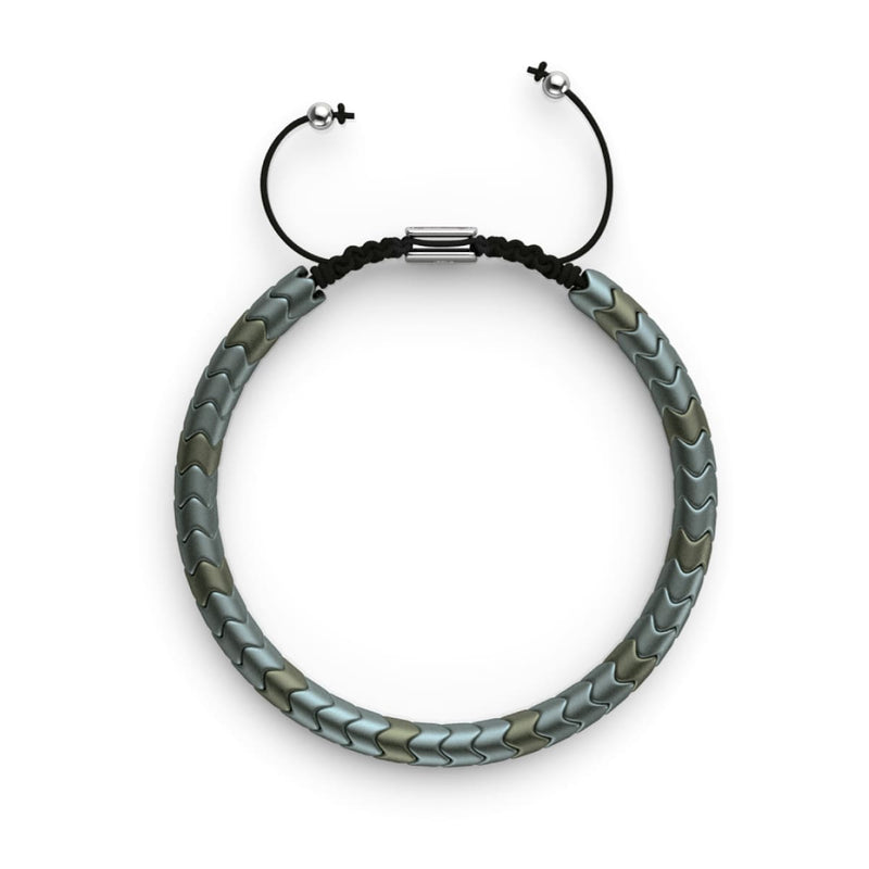 Serpentin | Mat Seafoam Hématite x Argent | Bracelet Vague