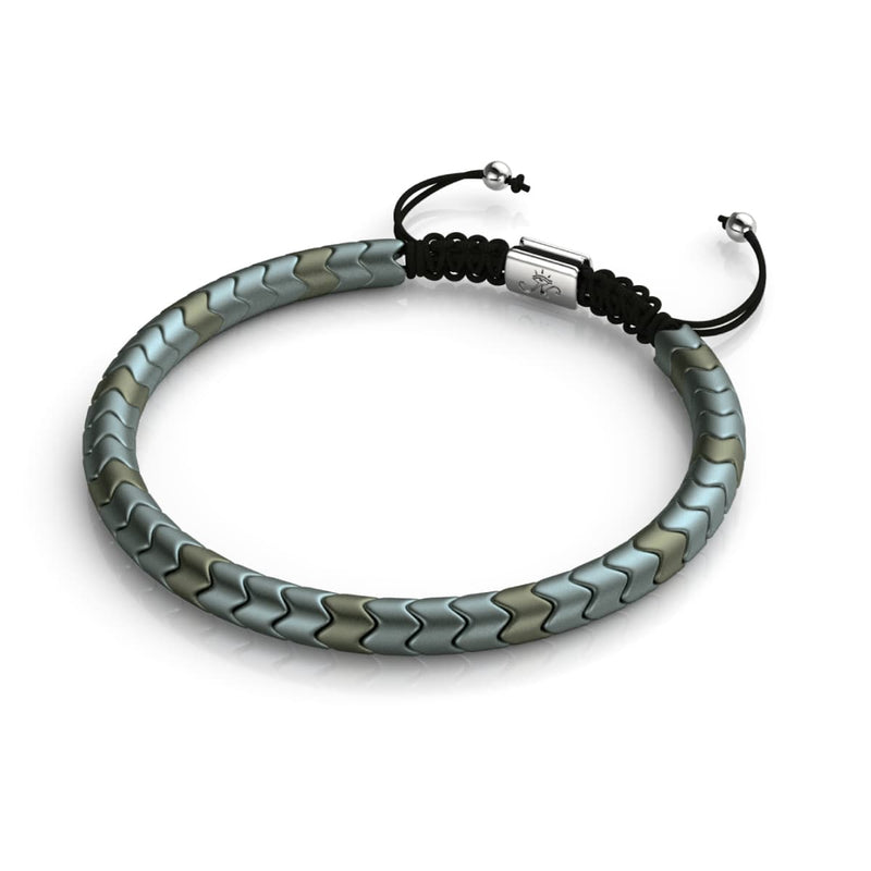 Serpentin | Mat Seafoam Hématite x Argent | Bracelet Vague