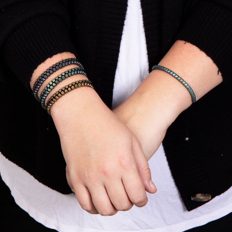 Serpentin | Mat Seafoam Hématite x Argent | Bracelet Vague