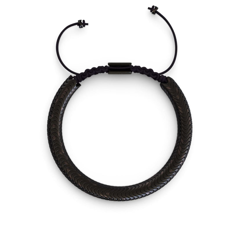 Serpentin | Onyx Hématite x Gunmetal | Bracelet Double Vague
