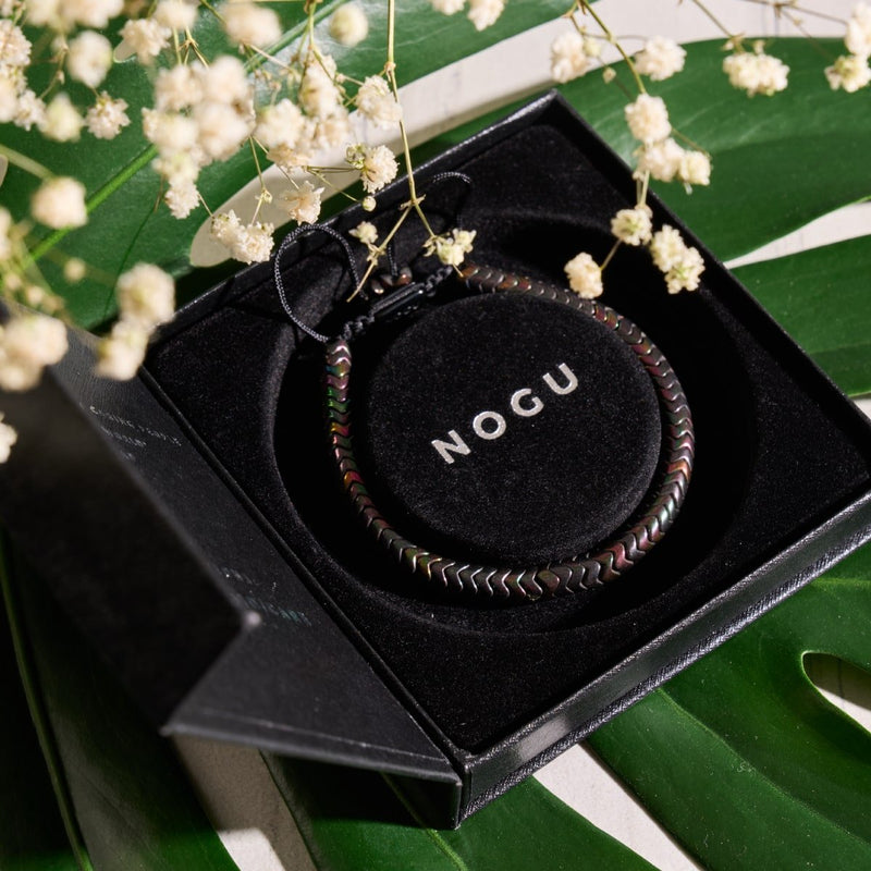 Serpentine | Rainbow Eclipse Hematite x Gunmetal | Double Wave Bracelet