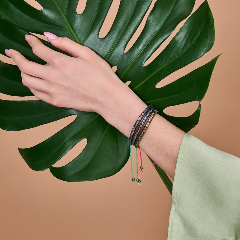 Serpentine | Rainbow Hematite x Spectrum x Unicorn Silver | Wave Bracelet