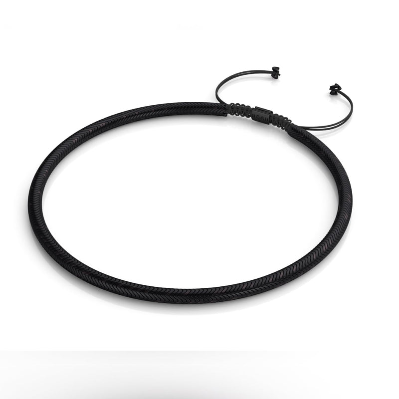 Serpentin | Onyx Hématite x Gunmetal | Collier Double Vague