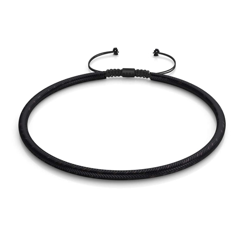 Serpentin | Onyx Hématite x Gunmetal | Collier Double Vague