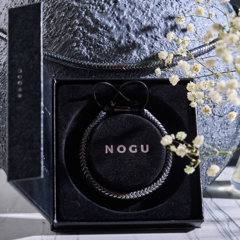 Serpentin | Onyx Hématite x Gunmetal | Collier Double Vague