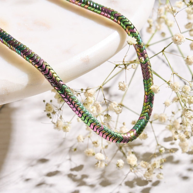 Serpentine | Unicorn Gold Hematite x Unicorn Silver | Double Wave Necklace