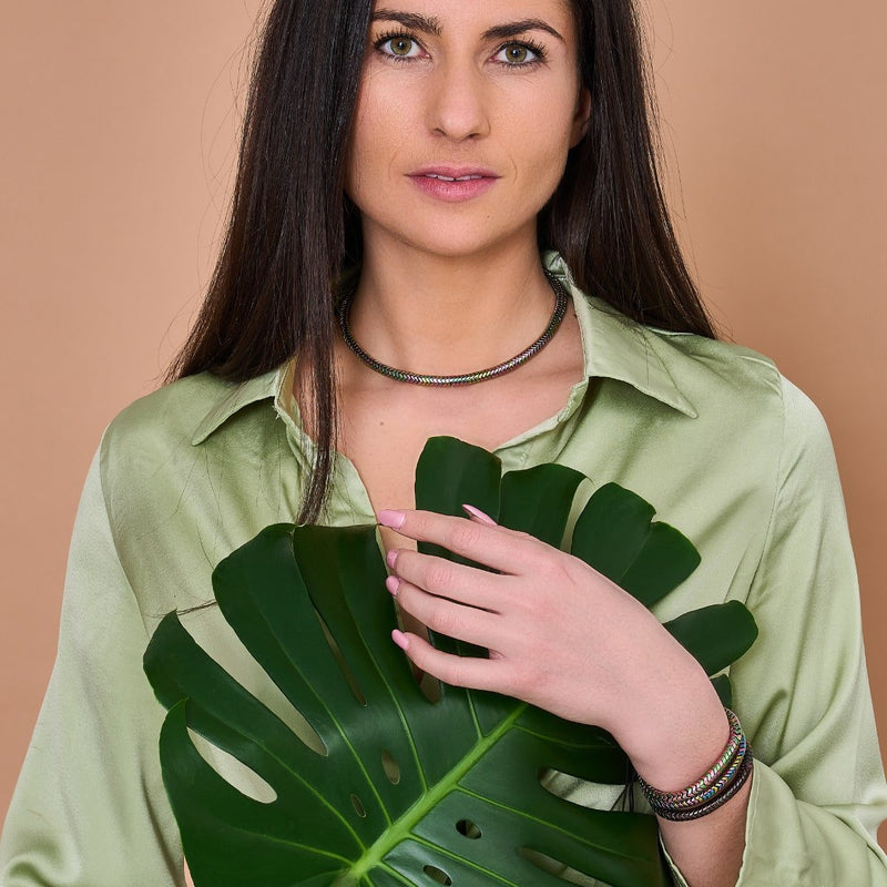 Serpentine | Unicorn Gold Hematite x Unicorn Silver | Double Wave Necklace