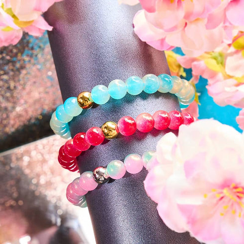 Mousse aux myrtilles | Verre scintillant | Bracelet macramé