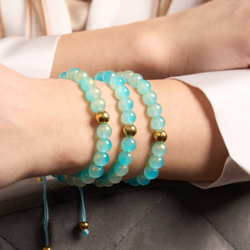 Mousse aux myrtilles | Verre scintillant | Bracelet macramé