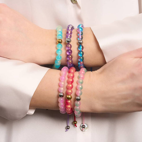 Mousse aux myrtilles | Verre scintillant | Bracelet macramé