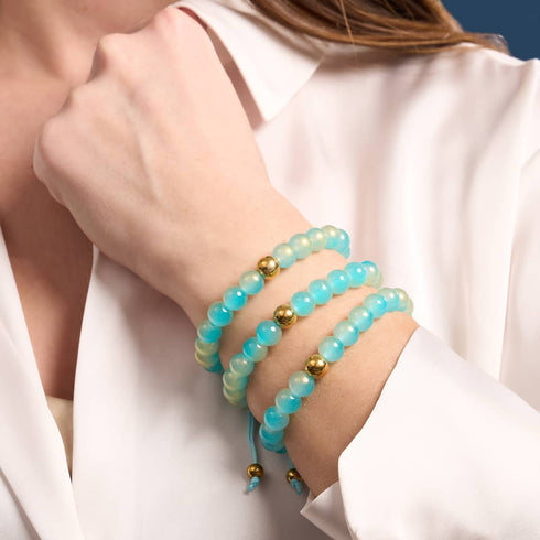 Mousse aux myrtilles | Verre scintillant | Bracelet macramé