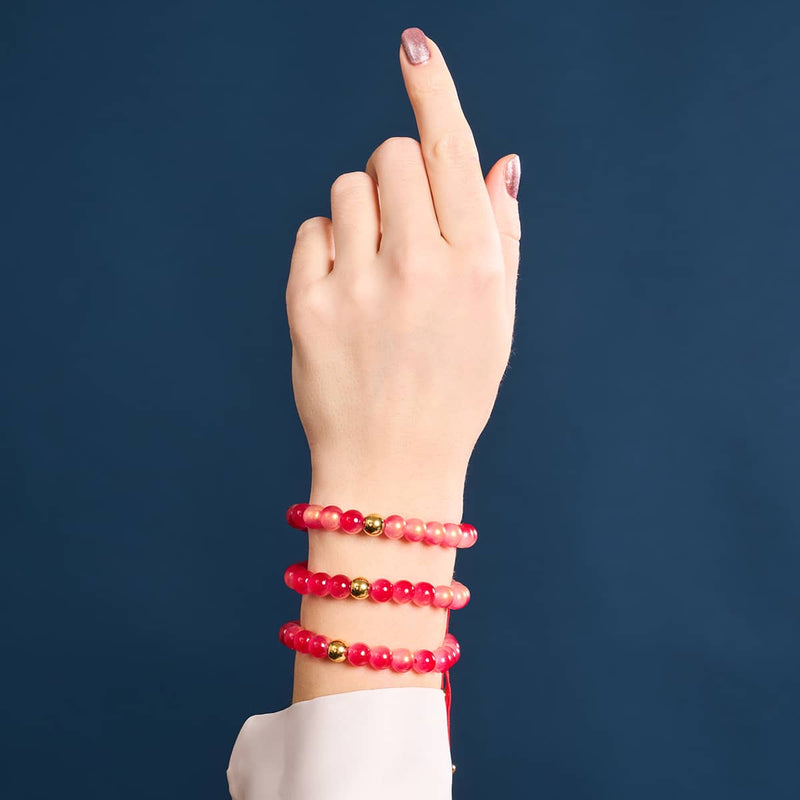 Maraschino Cherry | Shimmer Glass | Macrame Bracelet